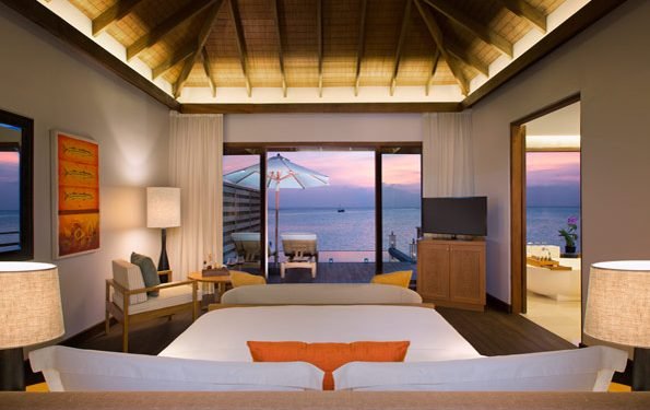 Anantara Veli Over Water Pool Bungalow Dusk 1 AVM